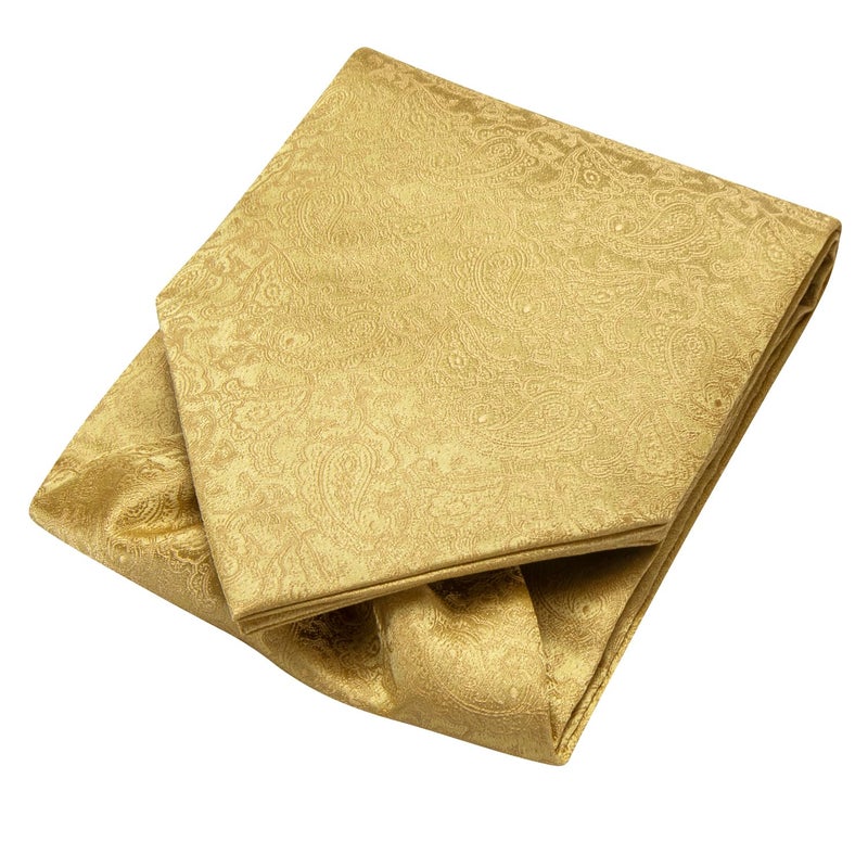 Dubulle Gold Paisley Floral Ascot for Men Self Tie Mens Cravat and Pocket Square Cufflinks Wedding - Image 5